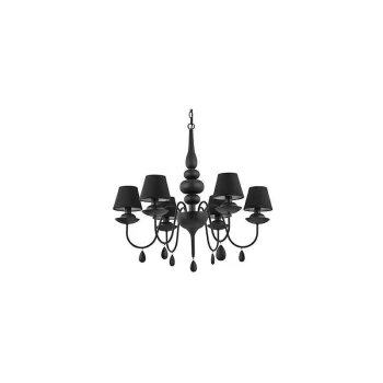 Ideal Lux Blanche - 6 Light Multi Arm Chandelier Black Finish, E14