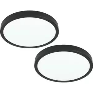 2 PACK Wall / Ceiling Light Black 285mm Round Surface Mounted 20W LED 4000K