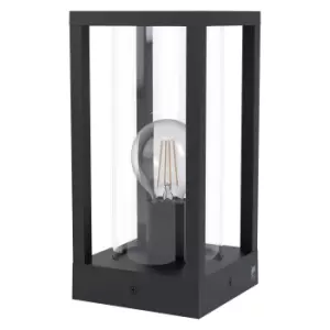 IP44 Outdoor Bollard Light Black Cast Aluminium Box 1 x 40W E27 Bulb Lamp Post