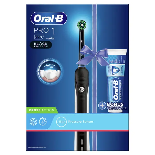 Oral B Pro 1 650 CrossAction Black Electric Toothbrush