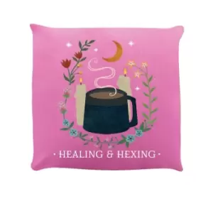 Grindstore Healing & Hexing Filled Cushion (One Size) (Pink)