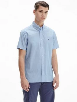 Tommy Hilfiger Natural Soft Poplin Short Sleeve Shirt - Copenhagen Blue, Copenhagne Blue, Size 2XL, Men