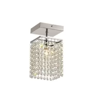 Semi Flush Ceiling Light, 1 x G9, IP44, Polished Chrome, Crystal