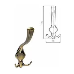 Hat Coat Hanger Hook Door Wall Bath Orvie Model - Old Gold - Type Tripple hook - Pack of 5