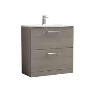 Nuie Arno 800mm Floor Standing 2 Drawer Vanity & Basin 4 Solace Oak