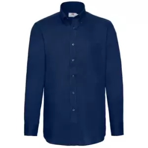 Fruit Of The Loom Mens Long Sleeve Oxford Shirt (M) (Navy)