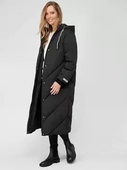 HUGO Favella Chevron Padded Coat - Black, Size XL, Women