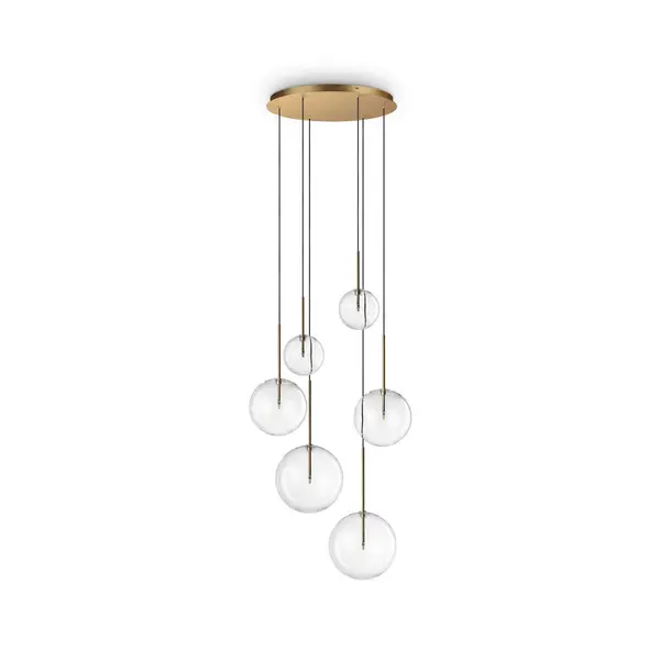 Equinoxe 6 Light Cluster Pendant Ceiling Light Brass