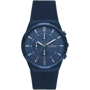 Mens Skagen Melbye Chronograph Chronograph Ocean Blue Stainless Steel Mesh Watch