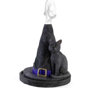 Witches Hat With Cat Incense Cone Holder