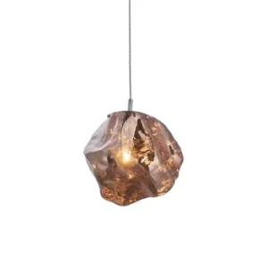 Rock Modern Contemporary Single Pendant Light Metallic Copper Glass Shade Chrome Plated