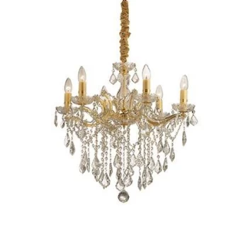 Florian 6 Light Crystal Chandelier Gold Finish, E14