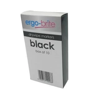 Ergo-Brite Drywipe Marker Rubber Grip Black Pack of 10 JN10098