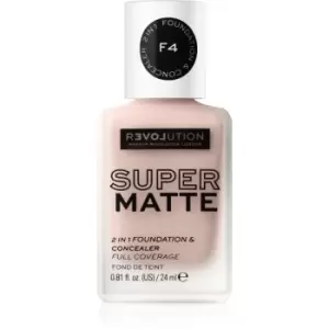 Revolution Relove Super Matte Foundation Long-Lasting Mattifying Foundation Shade F4 24 ml