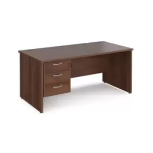 Office Desk Rectangular Desk 1600mm With Pedestal Walnut Top And Panel End Leg 800mm Depth Maestro 25 MP16P3W