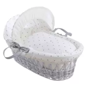 Clair de Lune Lullaby Hearts Grey Wicker Moses Basket - Grey