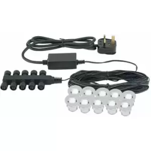 Loops - IP67 Decking Plinth Light Kit 10x 0.45W Daylight White Round Lamps Outdoor Rated