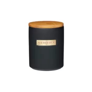 Masterclass - Master Class Black Stoneware Coffee Canister with Wood Lid