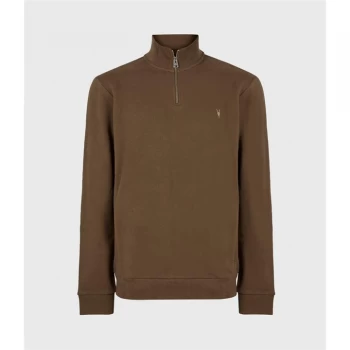 AllSaints Raven Half Zip Funnel Neck Sweatshirt - TOTEM BROWN