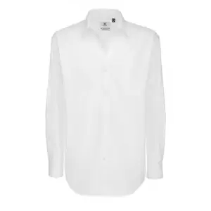 B&C Mens Sharp Twill Cotton Long Sleeve Shirt / Mens Shirts (S) (White)