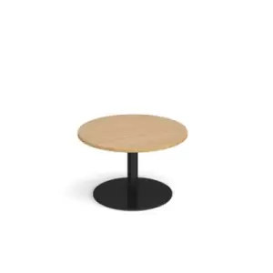 Monza circular coffee table with flat round Black base 800mm - oak