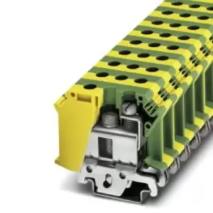 Phoenix Contact Green/Yellow UISLKG 35 Earth Modular Terminal Block, 18 2 AWG, 0.75 35mm