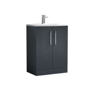 Nuie Deco 600mm Floor Standing 2 Door Vanity & Basin 4 - Satin Anthracite