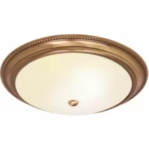 Loops - Semi Flush Ceiling Light Brass & Frosted Glass Large Round Dome Traditional Lamp