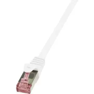 LogiLink CQ2101S RJ45 Network cable, patch cable CAT 6 S/FTP 15m White Flame-retardant, incl. detent