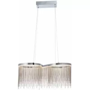 Polished Chrome Ceiling Pendant Light & Waterfall Chains - Integrated LED Module