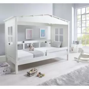 Mento Wooden Treehouse Bed White With Spring Mattress