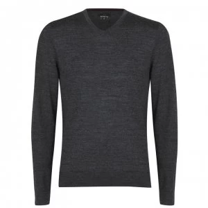 Howick Merino V Neck Jumper - Charcoal