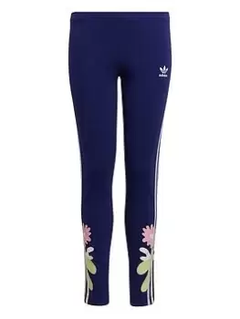 adidas Originals Junior Girls Floral Leggings - Navy/White, Size 7-8 Years, Women