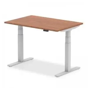 Air 1200 x 800mm Height Adjustable Desk Walnut Top Silver Leg