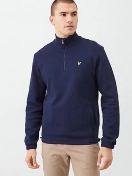 Lyle & Scott Quarter Zip Pique Sweatshirt - Navy Size M Men