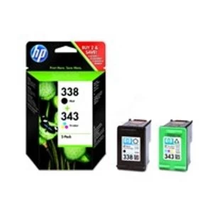 HP 338 Black And 343 Tri Colour Ink Cartridge