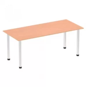 Impulse 1800mm Straight Table Beech Top Chrome Post Leg