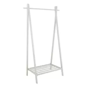 Charles Bentley Large Solid Wood Clothes Rail & Shoe Rack - White