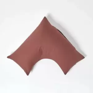 Brown Egyptian Cotton v Shaped Pillowcase 200 Thread Count - Brown - Brown - Homescapes