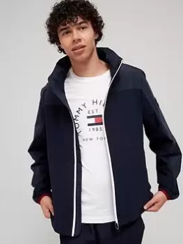 Tommy Hilfiger Mix Media Zip Through Hoodie - Desert Sky Navy , Desert Sky Navy, Size L, Men