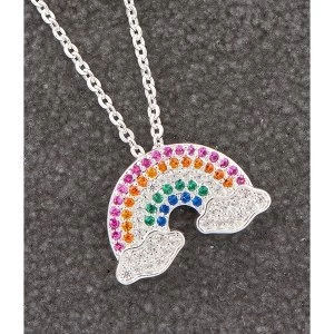 Colourful Diamond Rainbow Silver Plated Necklace