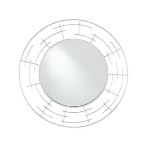 90cm Silver Metal Round Wall Mirror