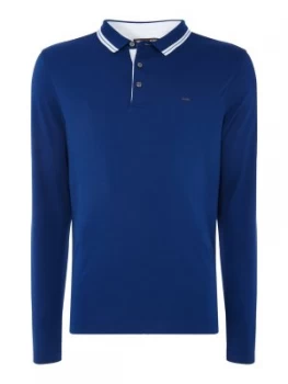 Mens Michael Kors Regular Fit Long Sleeve Greenwich Polo Shirt Blue