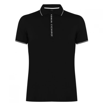 Armani Exchange Placket Detail Polo Shirt Black Size S Men