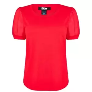 DKNY Puff Sleeve T Shirt - Red