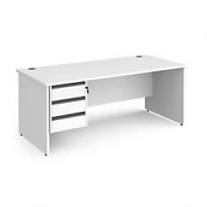 Dams International Straight Desk with White MFC Top and Graphite Frame Panel Legs and 3 Lockable Drawer Pedestal Contract 25 1800 x 800 x 725mm