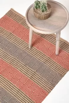 Multicolour Geometric Patterned Jute Hall Runner, 66 x 200 cm