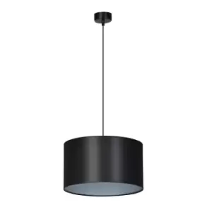 Roto Black/Silver Cylindrical Pendant Ceiling Light with Black,Silver Fabric Shades, 1x E-27