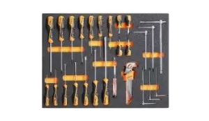 Beta Tools MB44 34pc Screwdriver & Key Set in Soft Tray for Tool Chest C35