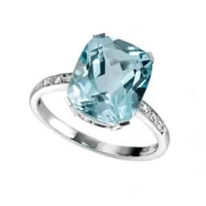 Elements White Gold Sky Blue Topaz Diamond Ring GR224TZ477